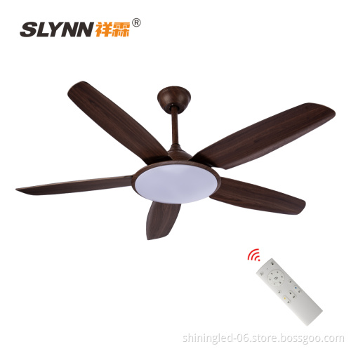 52-inch DC Motor Remote Control LED Ceiling Fan with Wood Grain Blades